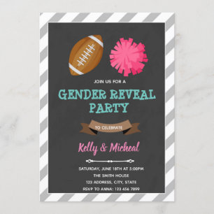 Footballs or Pom Poms gender reveal card