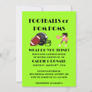 Footballs or Pom Poms Gender Reveal Invitation