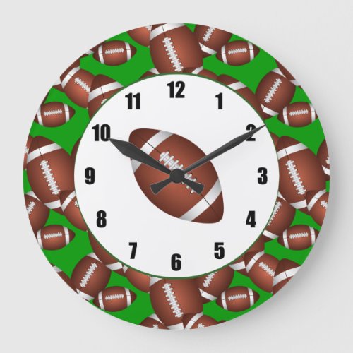 Footballs Pattern Large Clock
