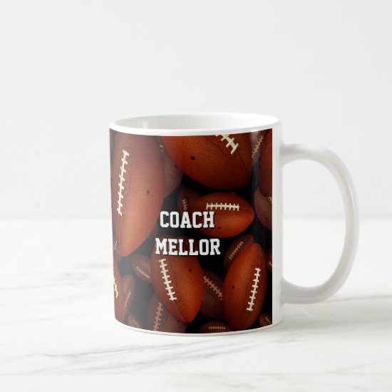 footballs pattern personalized team coach coffee mug