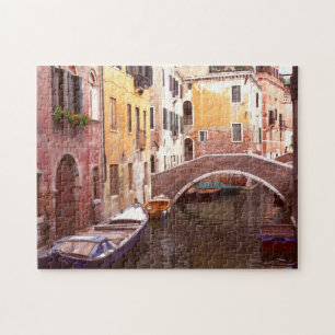Footbridge In A Colorful Venice Neighborhood. Jigsaw Puzzle