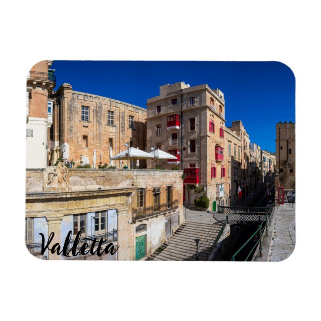 Footbridge, narrow street with stairs in Valletta Magnet (Horizontal)