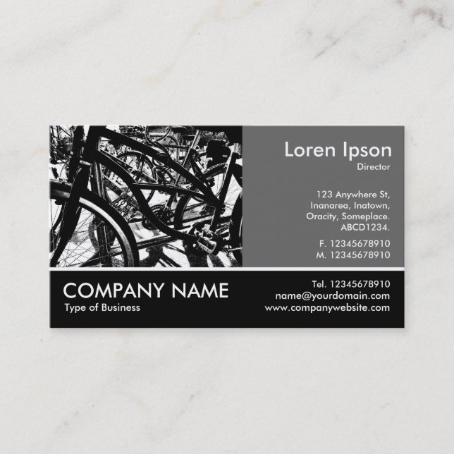 Footed Photo - 60pc Gray - Bicycle Rack HC Business Card (Front)