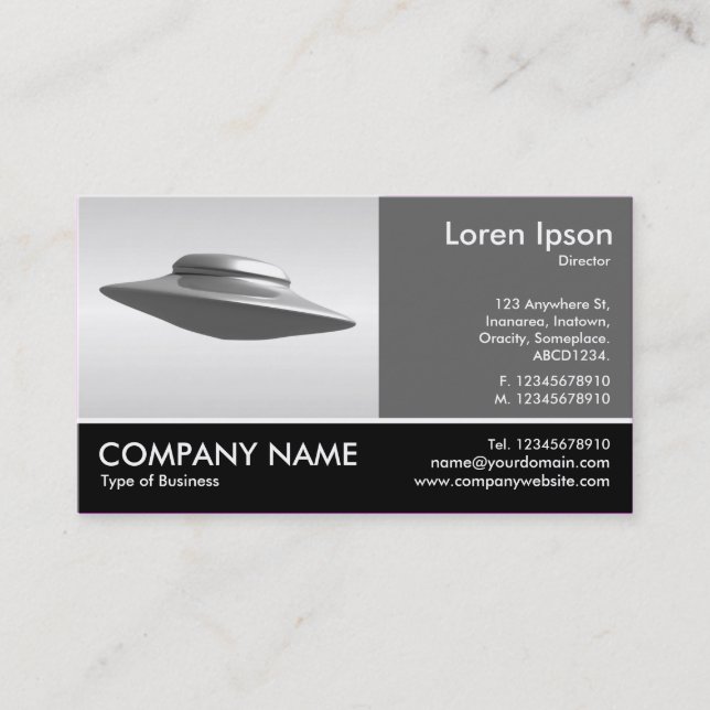 Footed Photo - 60pc Gray - Flying Saucer Business Card (Front)