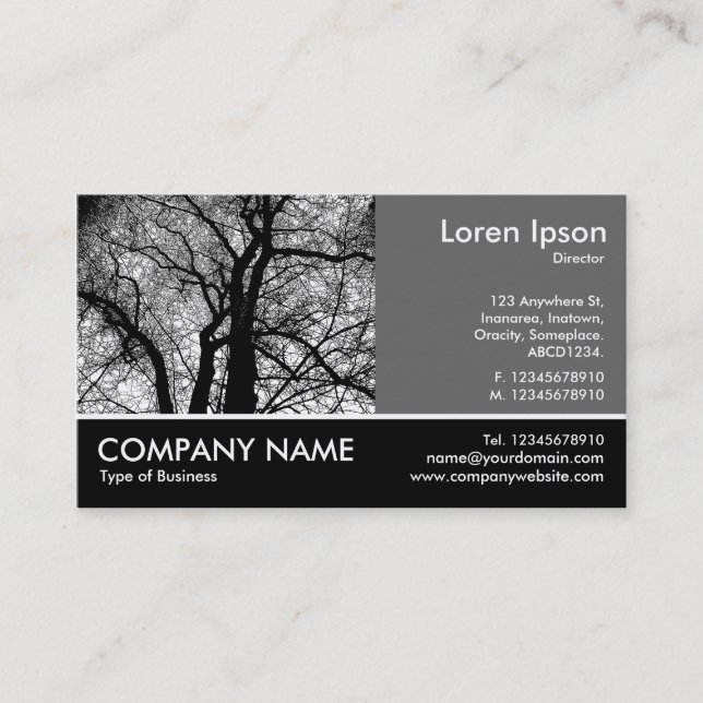 Footed Photo - 60pc Gray - High Contrast Tree Business Card (Front)