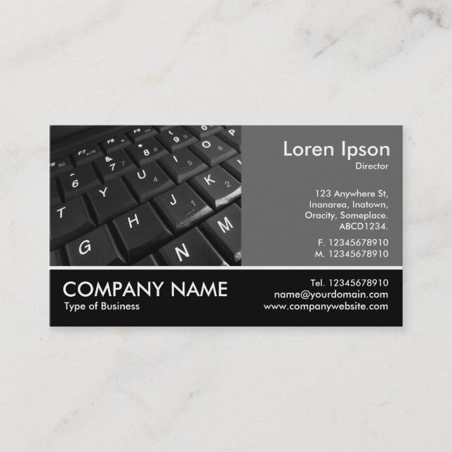 Footed Photo - 60pc Gray - Keyboard 02 Business Card (Front)