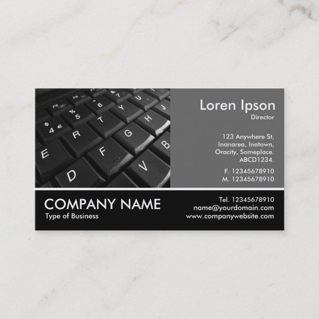 Footed Photo - 60pc Gray - Keyboard Business Card (Front)