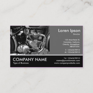 Footed Photo - 60pc Gray - Motorbike Engine Business Card