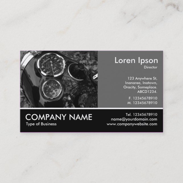 Footed Photo - 60pc Gray - Motorbike Gauges Business Card (Front)