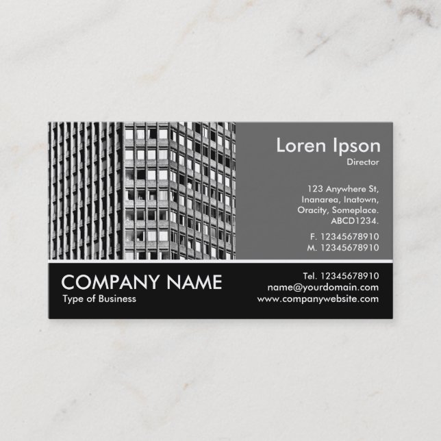 Footed Photo - 60pc Gray - Office Block Business Card (Front)