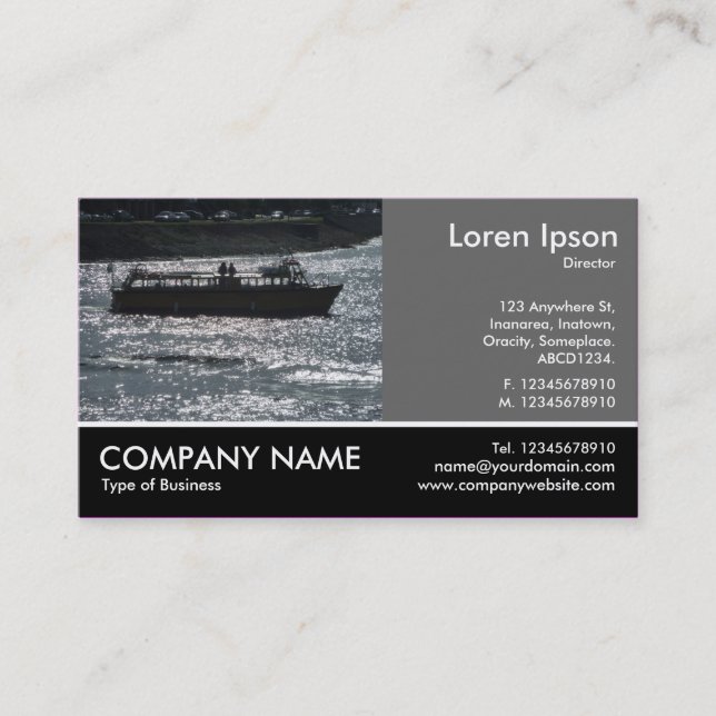 Footed Photo - 60pc Gray - Pleasure Boat Business Card (Front)