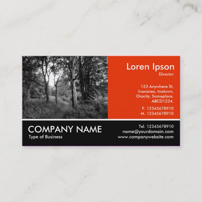 Footed Photo - Brick Red - In the Woods Business Card (Front)