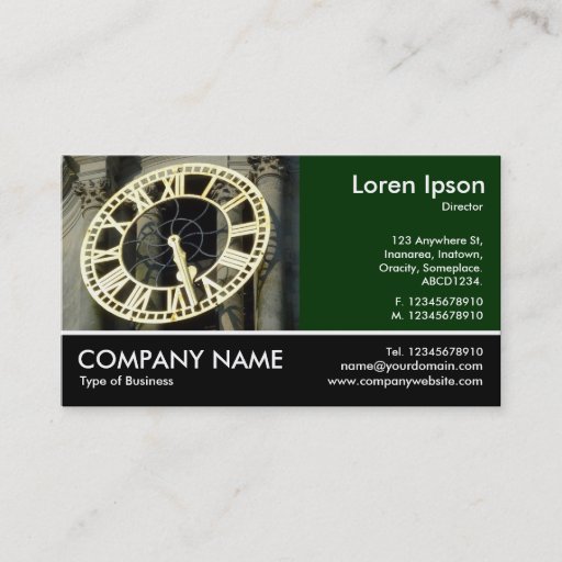 Customizable Footed Photo - Dk Green - City Hall Clock Cardiff Business Card Templates