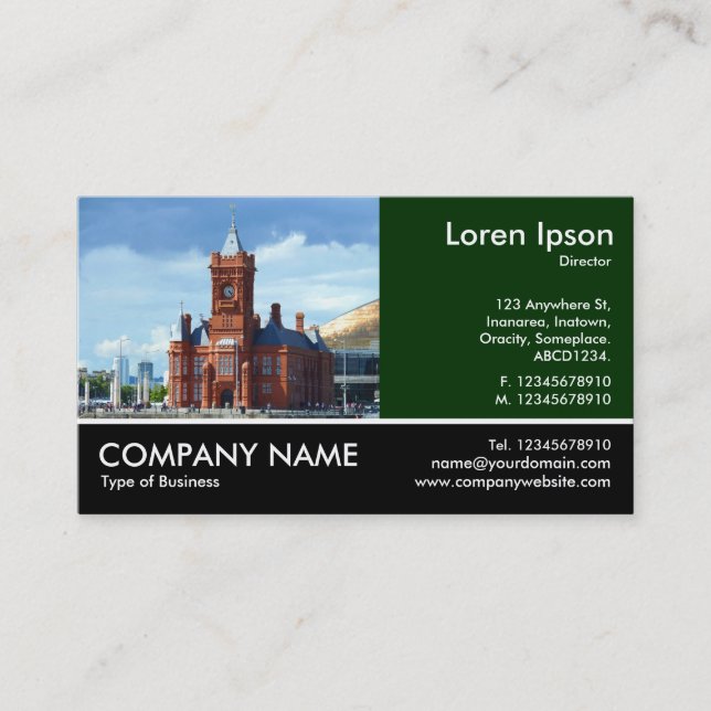 Footed Photo - Dk Green - Peirhead Building Cardif Business Card (Front)