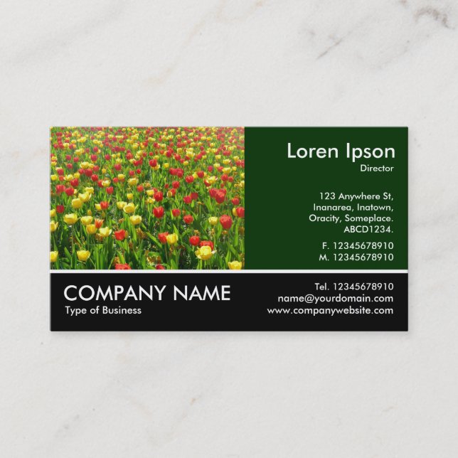 Footed Photo - Dk Green - Sea of Tulips II Business Card (Front)