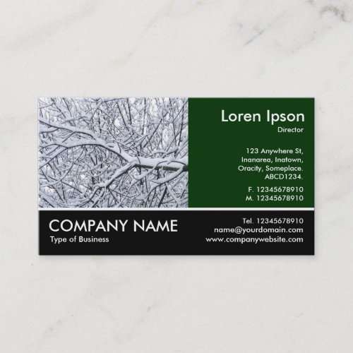 Footed Photo _ Dk Green _ Snowy Branches Business Card
