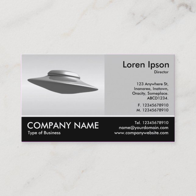 Footed Photo - Lt Gray - Flying Saucer Business Card (Front)