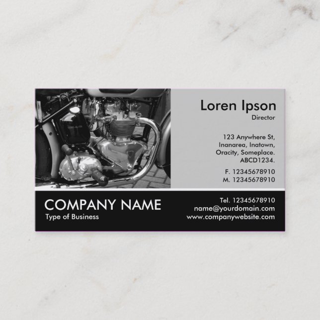 Footed Photo - Lt Gray - Motorbike Engine Business Card (Front)
