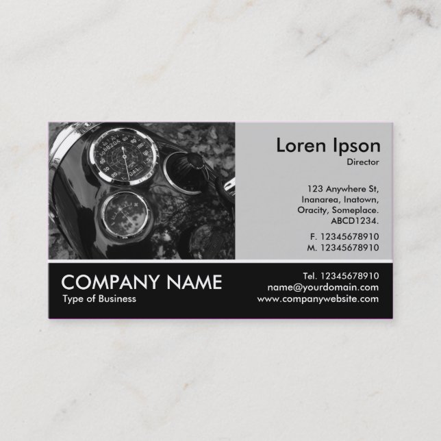 Footed Photo - Lt Gray - Motorbike Gauges Business Card (Front)