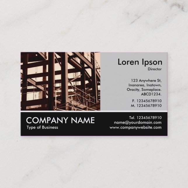 Footed Photo - Lt Gray - Steel Frame Construction Business Card (Front)