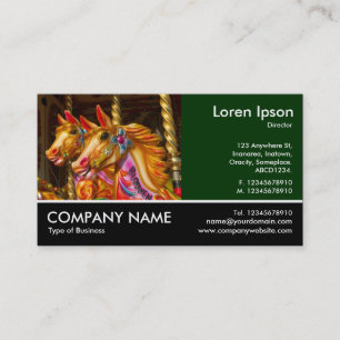 Footed Photo - Merry-go-round Horses Business Card