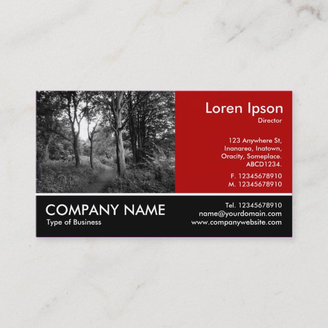 Footed Photo - Ruby Red - In the Woods Business Card (Front)