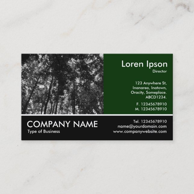 Footed Photo - Woodland Canopy BW Business Card (Front)