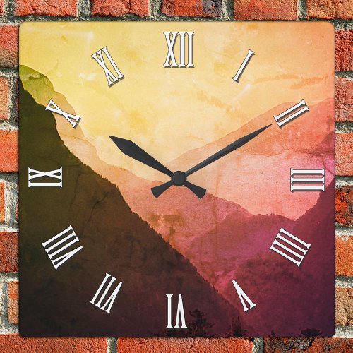 Foothills of the Everest vintage Himalayas Nepal Square Wall Clock