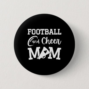 Footll And Cheer Mom Black Cheerleading Button