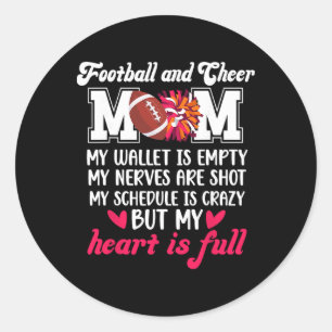 Footll And Cheer Mom Proud Cheerleading And Footll Classic Round Sticker