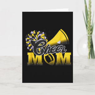 Footll Cheer Mom Biggest Fan Cheerleader Black Yel Card