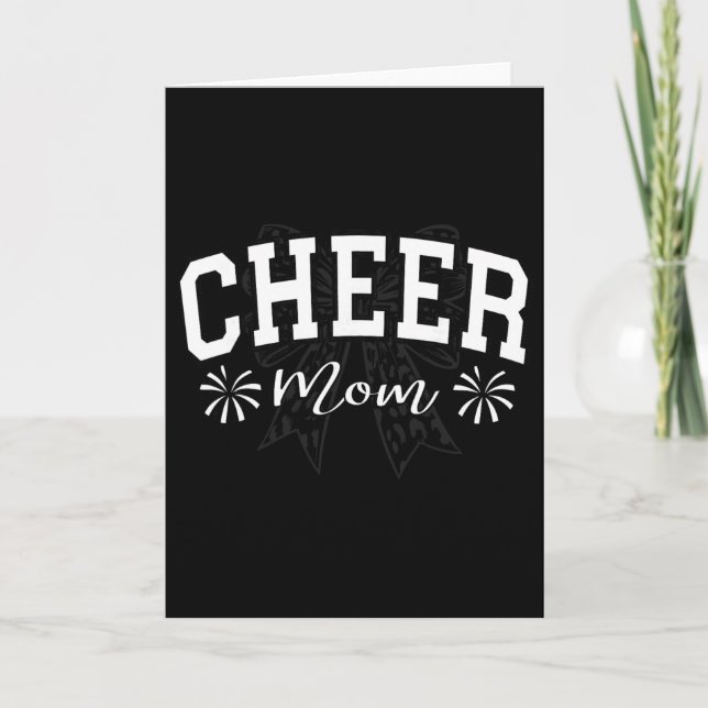 Footll Cheer Mom Game Day Leopard Bow Cheerleading Card (Front)