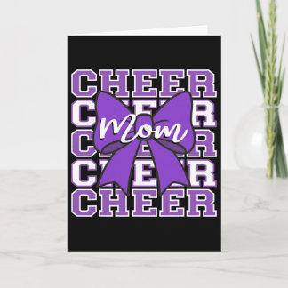 Footll Cheer Mom Game Day Purple Bow Cheerleading  Card