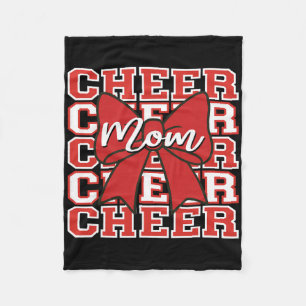 Footll Cheer Mom Game Day Red Bow Cheerleading Fleece Blanket