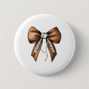 Footll Coquette Bow Cute Footll Game Day Button
