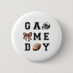 Footll Coquette Bow Footll Mom Game Day Women Girl Button