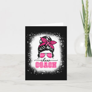 Footll Messy Bun Mom Cheer Coach Breast Cancer Ble Card