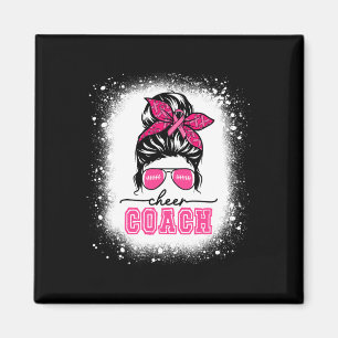 Footll Messy Bun Mom Cheer Coach Breast Cancer Ble Magnet