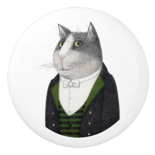 FOOTMAN CAT Ceramic Drawer Knob