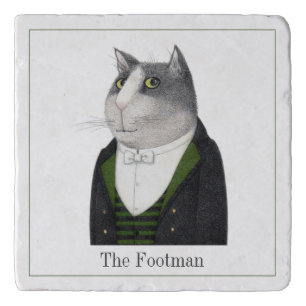 FOOTMAN CAT Marble Stone Trivet + Text II