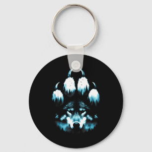 Footprint Animals Wolves Lovers Wolf Howling At Th Keychain