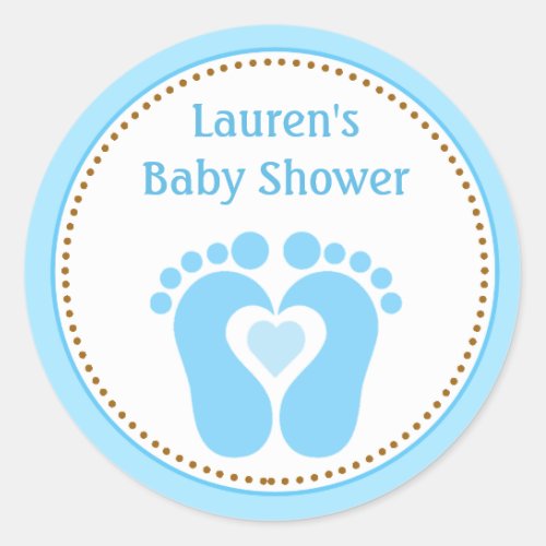 Footprint Boy Baby Shower Favor Tag Stickers