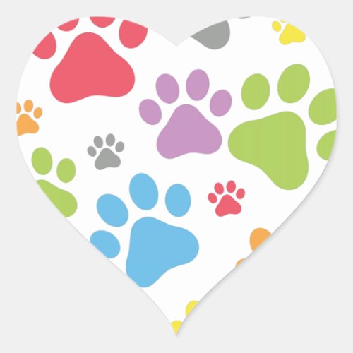 Footprint Dog Heart Sticker