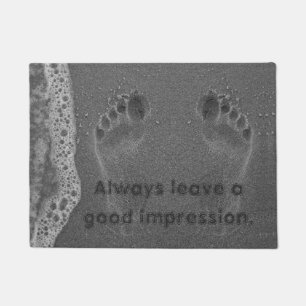 Footprint Impressions in the Sand Inspiring Quote Doormat