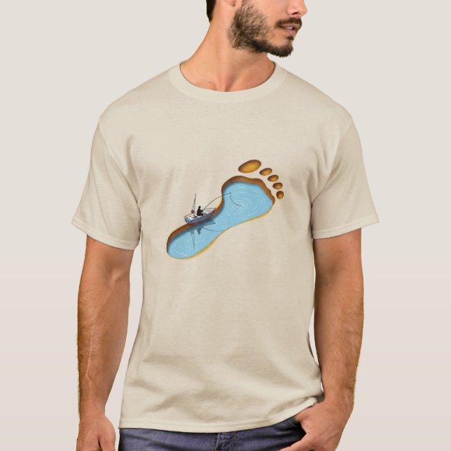 Footprint Lake – Surreal Fishing Art T-Shirt (Front)