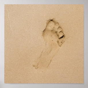 Footprint on the Beach Poster