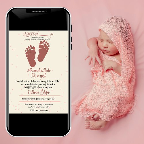 Footprint Pink Baby Girl Muslim Aqiqah Aqeeqa