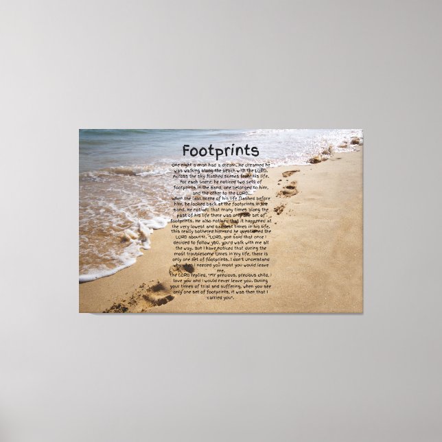 Footprint Prayer Biblical Sand Canvas Wall Art (Front)