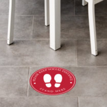 Footprint Red Social Distance Stand Here Floor Decals