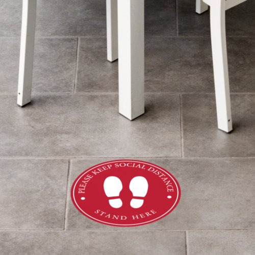 Footprint Red Social Distance Stand Here Floor Decals